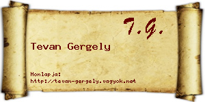 Tevan Gergely névjegykártya